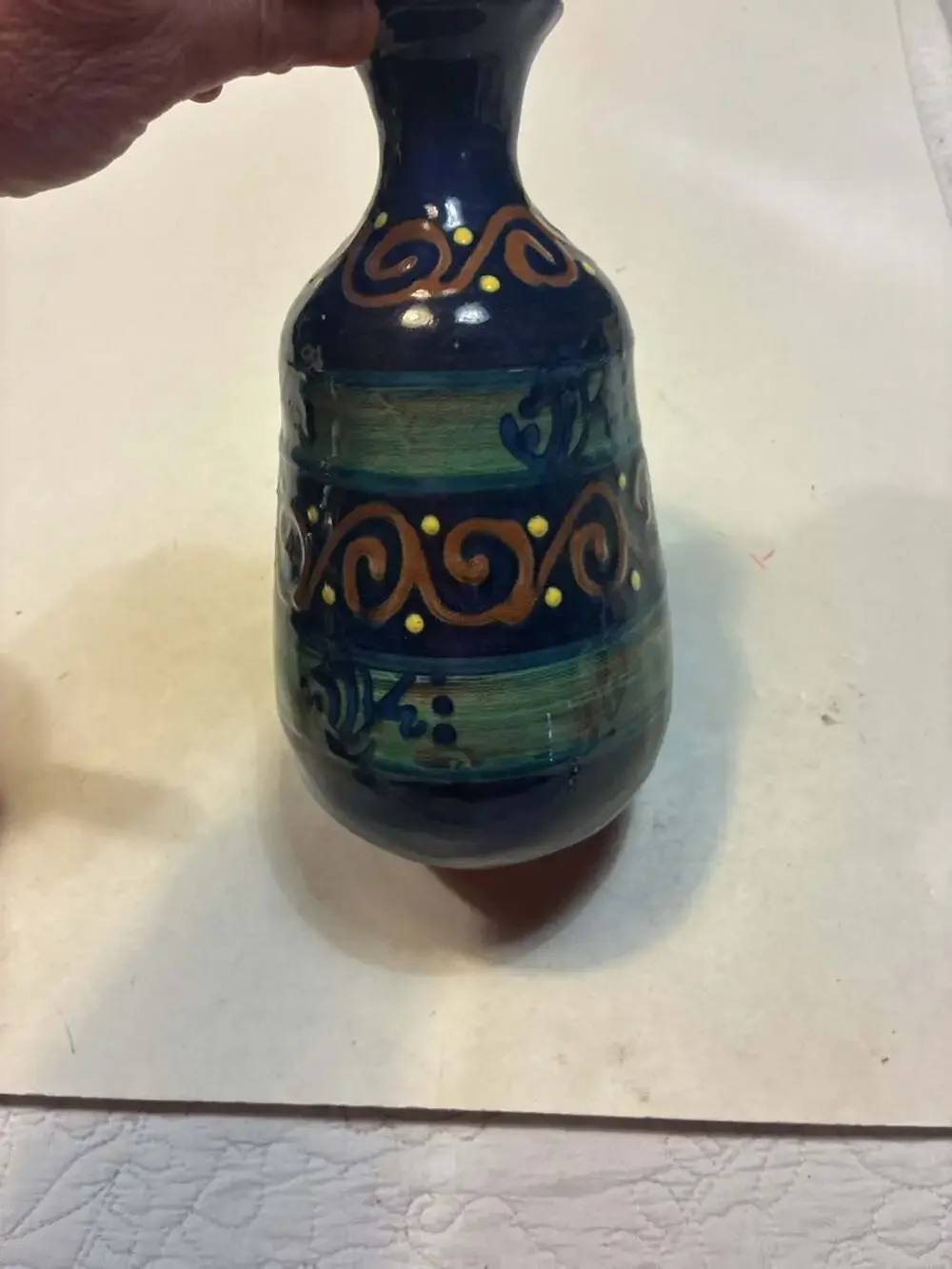 Earthworks Barbados Studio Pottery Bud Vase, CHUM F.M. 20th Anniversary 'Breakfa